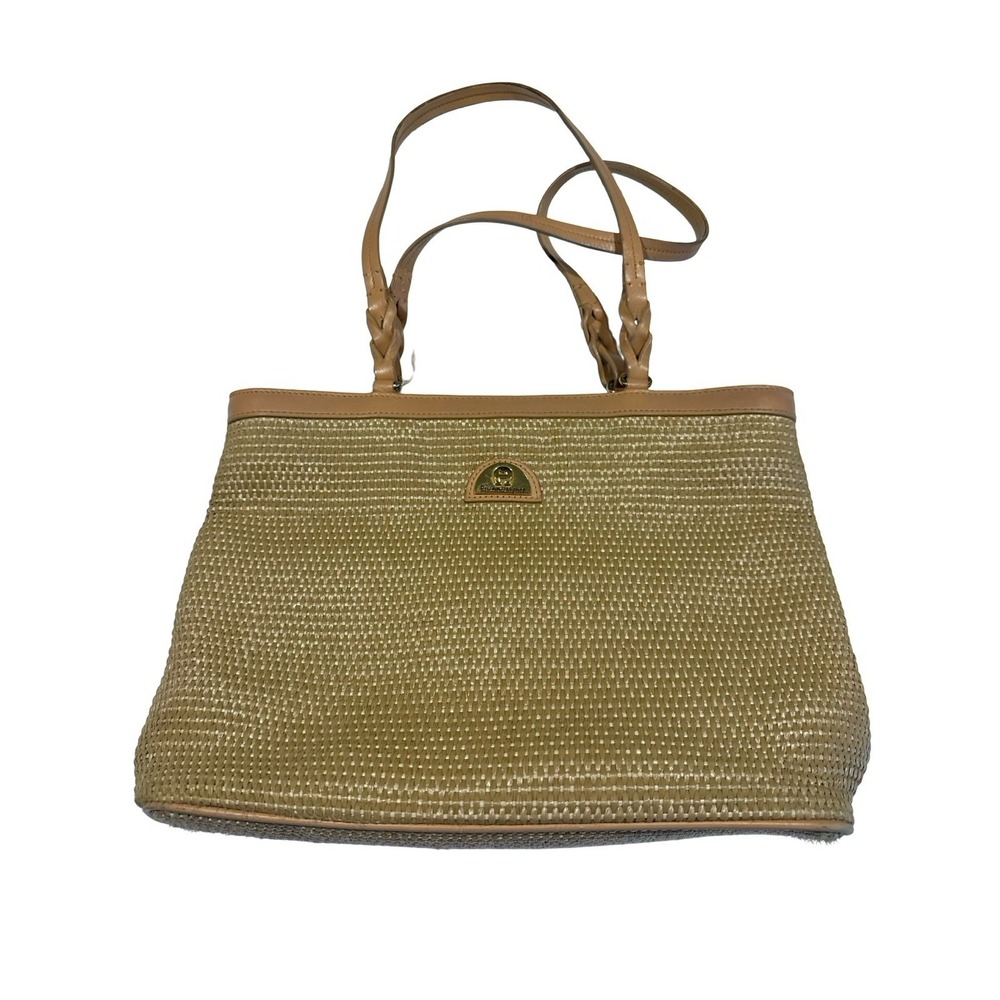 Etienne Aigner Handbag Woven Straw Tan Color Shoulder Bag Vintage